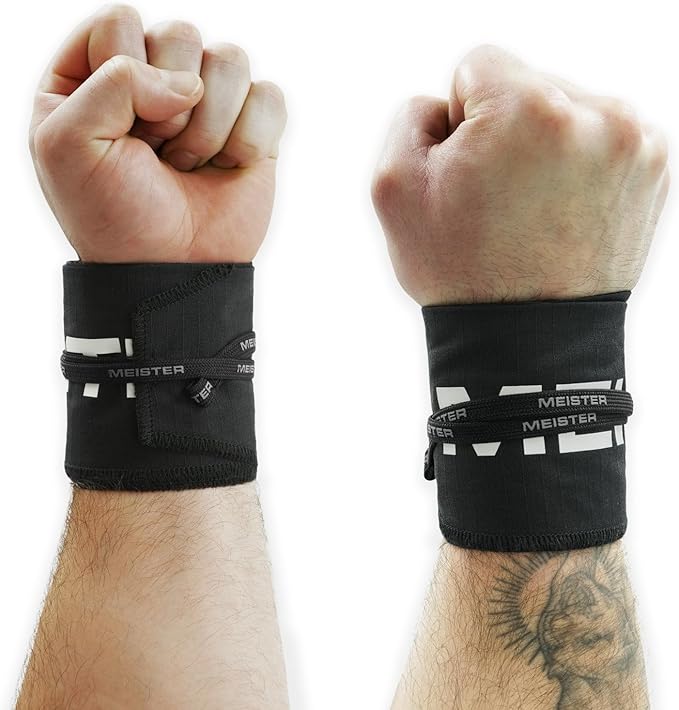 Meister Lockdown Wrist Wraps - Adjustable Non-Stretch Support for Weightlifting, Strength & Cross Training