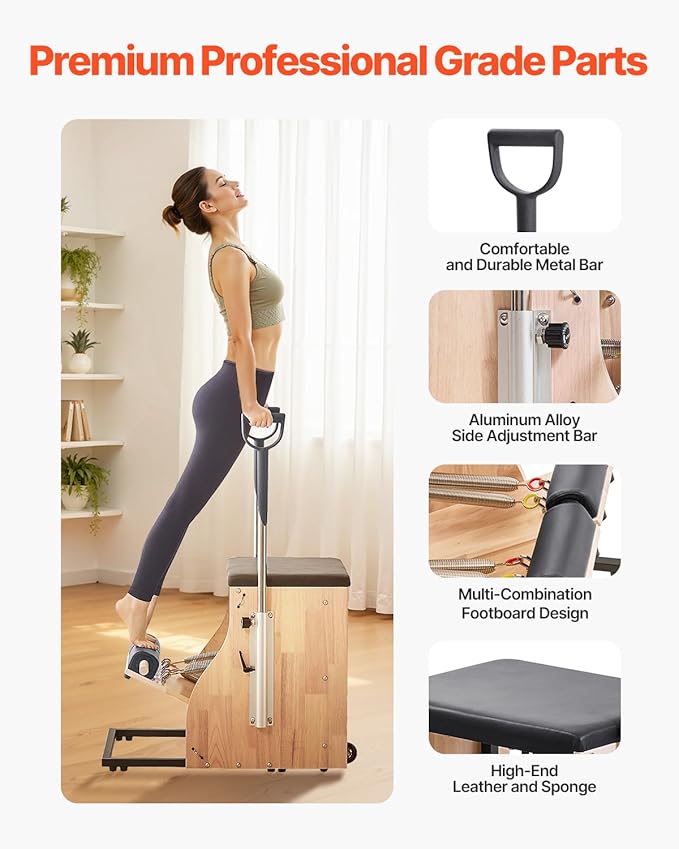 VEVOR Pilates Reformer Machine, Pilates Workout Equipment for Home Gym Studio Use, Pilates Reformer with Sitting Box and Jumpboard，fit for Beginners & Advanced Users