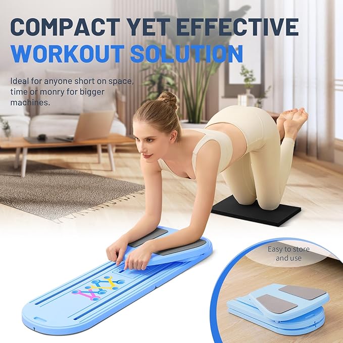 Pilates Board, Newest Multi-Purpose Portable Pilates Reformer Machine for Home, Foldable at Home Pilates Kit, Pilates Board for Home Workout Fitness Exercise, Abs, Pilates Equipment