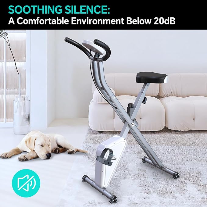 Foldable Exercise Bike Stationary Bikes for Home, 5 IN 1 Indoor Workout Bike, Cycling Bike with 16-Level Quiet Magnetic Resistance, 6.6 LBS Flywheel and 300LBS Capacity for Senior and Home Workout