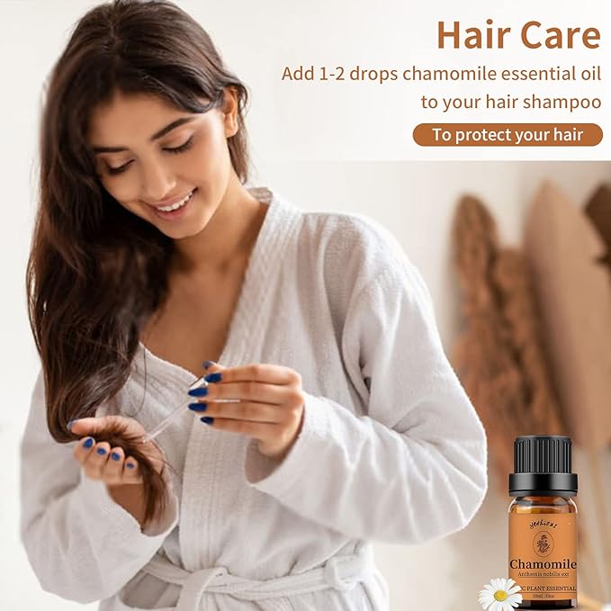 Yethious Organic Chamomile Essential Oil 100% Pure Aromatherapy Oils for Diffuser, Skin, Hair and Face, 10 Milliliters
