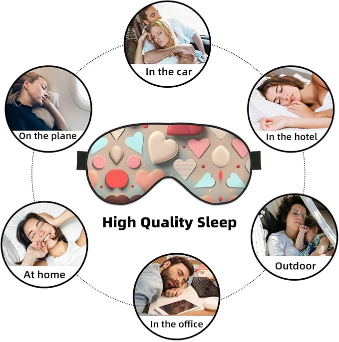 Love Pattern Head-Mounted Double-Sided Light-Blocking Sleeping Eye mask to Protect Eyes and Relieve Eye Fatigue
