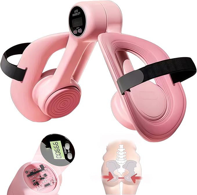 Pelvic Floor Exercise Devices, 360°Adjustable Pelvic Floor Muscle Trainer with Led Display, Leg Straps, Kegel Trainer for Postpartum Rehabilitation, Home Fitness Equipment for Hip, Leg, Arm