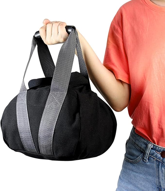 Adjustable Canvas Kettlebell Sandbag with Ergonomic Handle,for Fitness Strength Training Yoga Home Gym Workouts Supports 0-35 lb