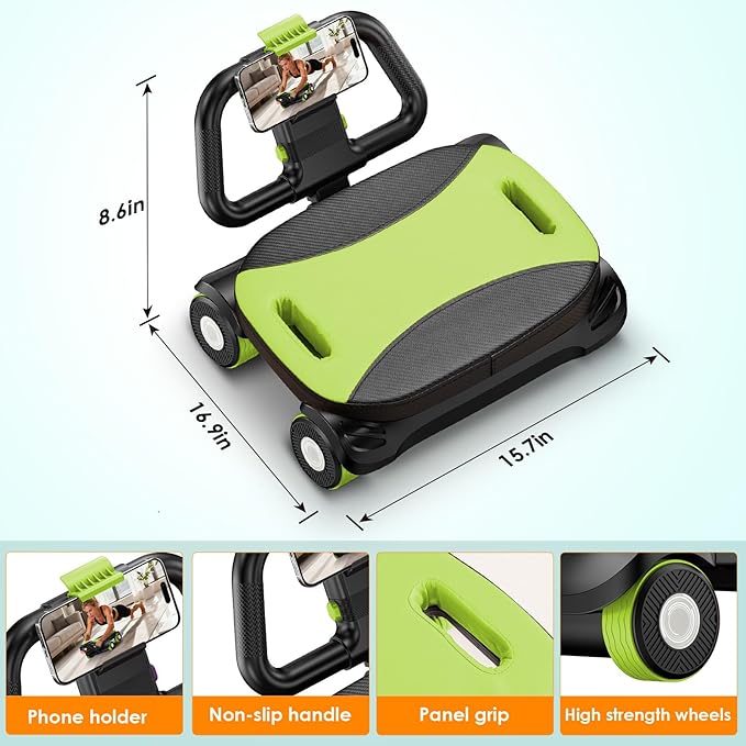 FIAMERMOR 2025 AB Roller Wheel - 4 wheel elbow support abdominal wheel automatic rebound abdominal fat burning weight loss core training equipment home/gym