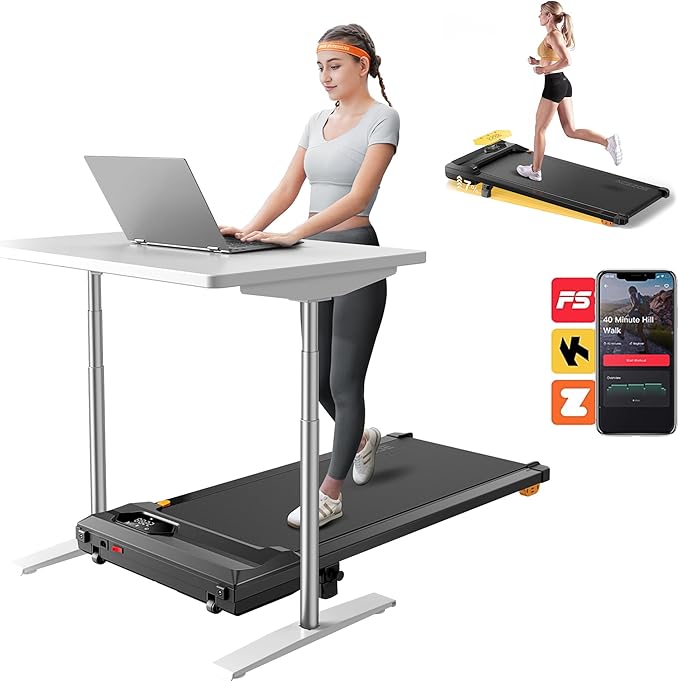 Walking Pad Treadmill with 10% Incline, Under Desk Treadmill, Compact Portable Treadmills for Home Office, 285lbs Capacity, APP/Remote Control, Exercise Anytime, Low-Noise