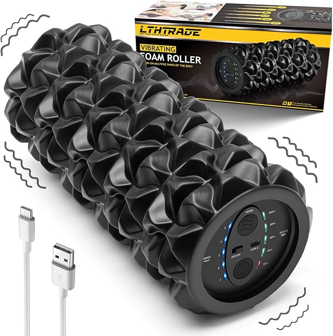 Vibrating Foam Roller, High Density Massage Roller Back Roller Foam for Back Pain Relief & Muscle Recovery and Physical Therapy, 5-Speed Rechargeable Exercise Roller, 2 Modes