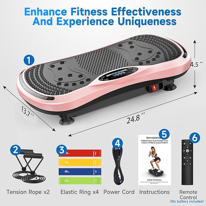 Vibration Plate Exercise Machine for Lymphatic Drainage, Vibration Machine for Full-Body Weight Loss Shaping, Vibrate Fitness Platform 400 Lbs & 200 Adjustable Speeds for Women Men Home