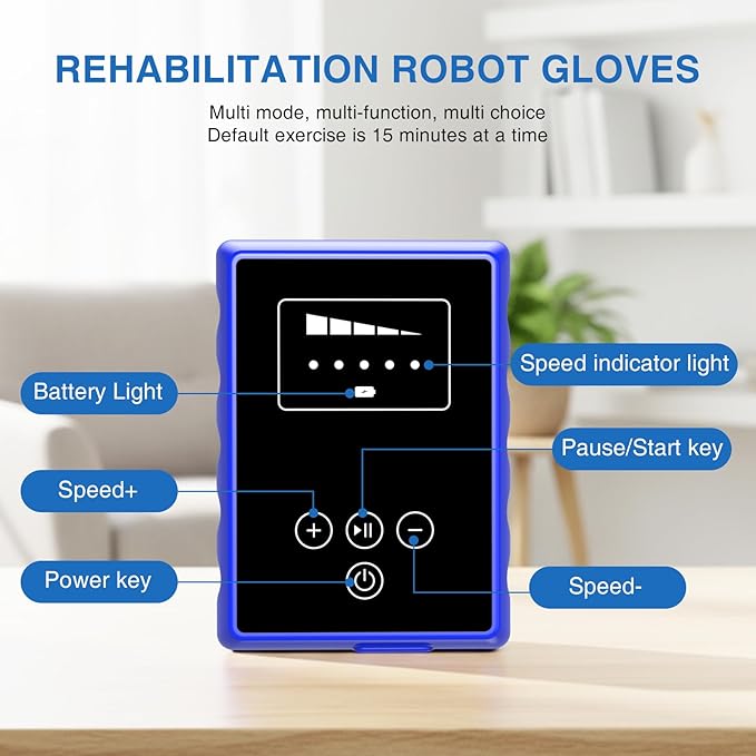 Rehabilitation Robot Gloves, Finger Exerciser for Stroke Recovery Hand Glove Equipment Hand Function Rehabilitation, Adjustable Strength and Supports USB Charging