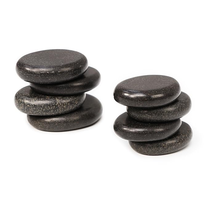 8-Piece Basalt Hot Stone Set for Toes – Natural Black Massage Stones for Spa, Relaxation & Healing – Skin Care Heating Tools for Foot Therapy