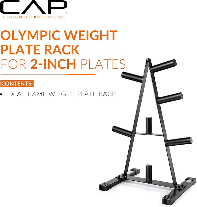 CAP A-Frame Olympic Plate Rack – Heavy-Duty 2-Inch Weight Plate Tree and Storage - 5 and 7 post options