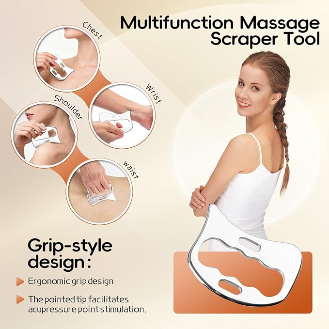 3-in-1 Stainless Steel Gua Sha & IASTM Muscle Scraping Massage Tools Set for Soft Tissue Therapy – Ideal for Physical Therapy & Body Recovery
