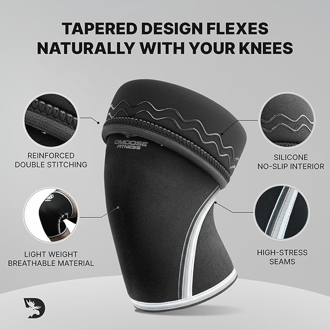 DMoose Fitness Knee Sleeves for Weightlifting (Pair) 78” Knee Wraps for Joint Support, Squats & Powerlifting - Gym Brace Straps for Joint Stability & Pain Relief, USPA & IPL Approved for Men and Women