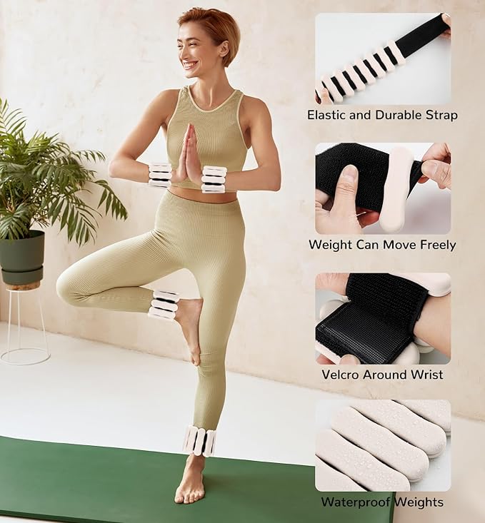 Wrist Ankle Weights for Women Men, Leg Arm Wrist Weights Bangles 1lb*2 2lb*2 Wearable Weights Pilates Weighted Bracelet for Strength Training Walking Swimming Yoga Physical Therapy