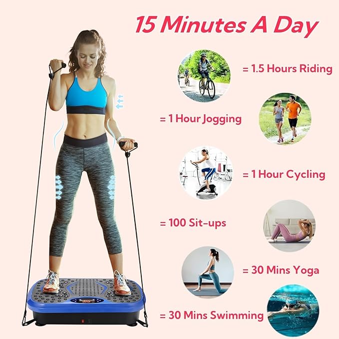 TLSUNNY Vibration Plate,3D Shake Board,Power Workout Platform,Full Body Shaping,Weight-Loss Exercise Machine for Lymphatic Drainage,W/2 Resistance Bands, Acupressure Foot Pedal&Remote Control