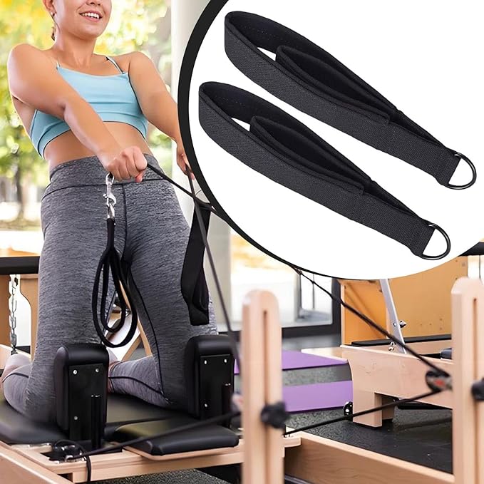 Pilates Straps with D Rings, Double Loop Exercise Straps for Pilates Reformer, Home Gym Equipment, 14.96 inch Length