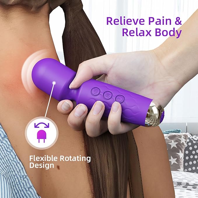 Mini Personal Massage Small Cordless Handheld Bullet Massager - Powerful - Quiet - Back Legs Hand Pains and Sports Recovery (Purple)