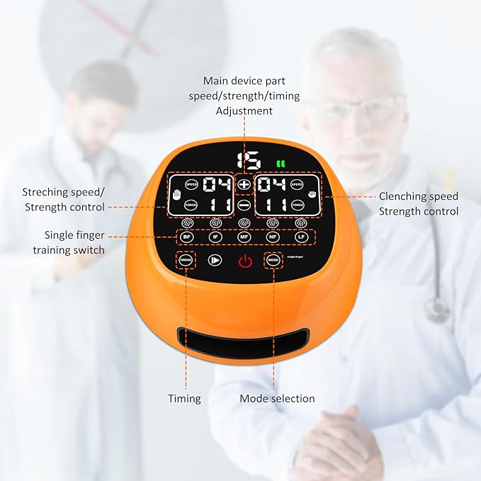 Rehabilitation Robotic Gloves for Stroke and Hemiplegia Recovery, Rechargeable Stroke Hand Recovery Device, Hand Function Training, Finger Exerciser Device for Arthritis Patients(Orange Right Hand XL)