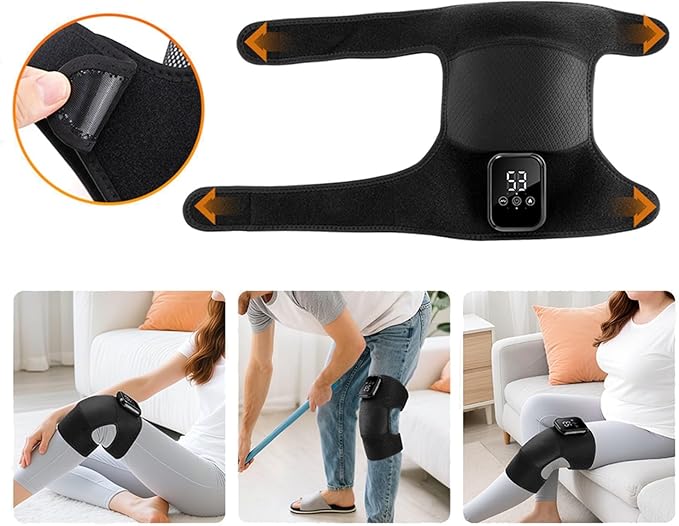 Electric Heating Knee Massager Promote Blood Circulation Cordless Vibration Brace Support Kneepad Sports Joint Wrap Belt