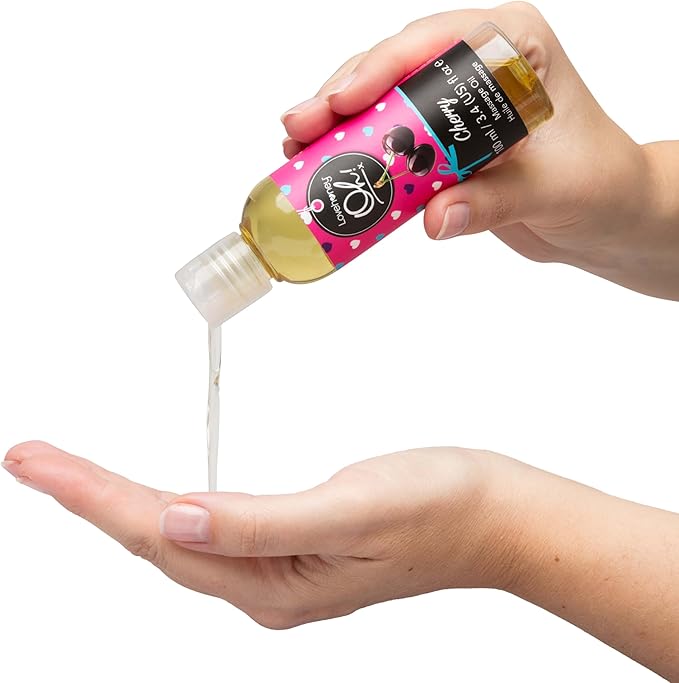 Lovehoney Cherry Massage Oil - Infused with Essential Oils - Vegetarian Friendly - 3.4fl oz