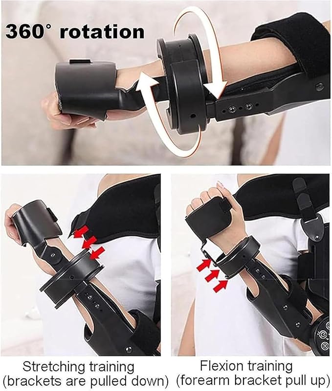 Elbow Joint Recovery Device, Stroke Rehabilitation arm Elbow Protector, Hemiplegia Robot Training Device, hinged Elbow Support arm Exerciser with Remote Control and Intelligent Timing(Right)