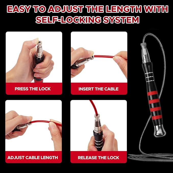 Speed Weighted Jump Rope with Secure Lock Mechanism, 360° Smooth Swivel, Non-Slip Matte Textured Handles, Features 2 Performance Cords for Effective Fitness Workouts