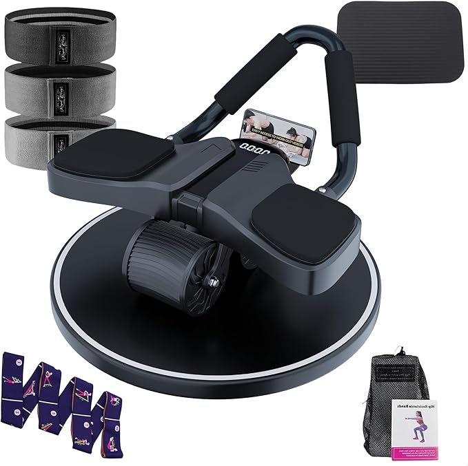 2026 First Ever Calorie Counting Ab Roller High-Performance Abdominal Exercise Machine with Automatic Rebound, Multi-layered Anti-Slip Design & Versatile Exercise Bands