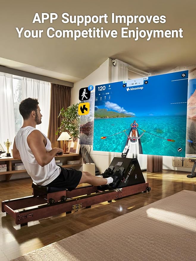 KINGSMITH Rowing Machines for Home Foldable, Compact Row Machine, 400LB & 350LB Weight Capacity, Folding Rower Machine with Adjustable Resistance, Data Monitor, App Supported
