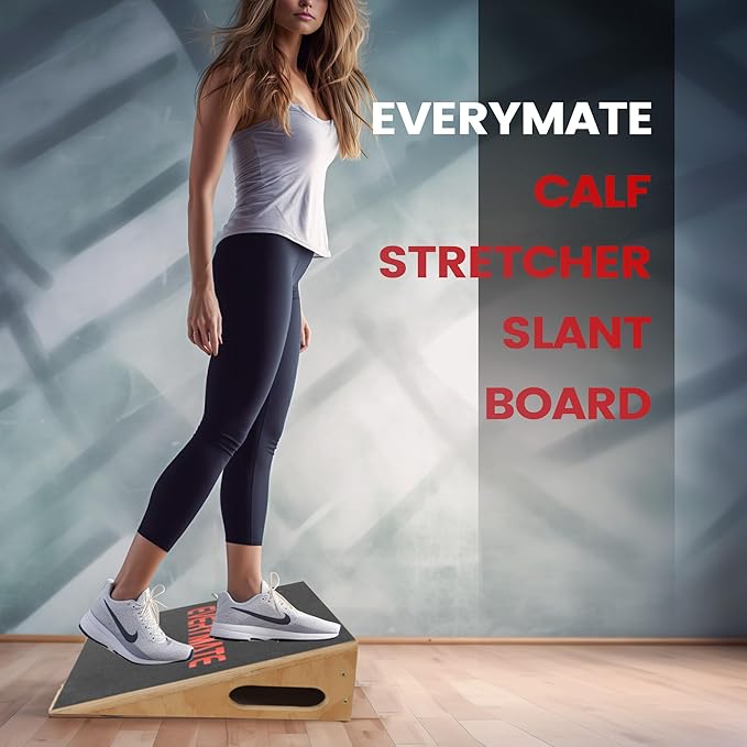 EVERYMATE Heavy-Duty Wooden Slant Boards for Exercise & Calf Stretch – 19.7" Wide Incline Board for Squats, Non-Slip Surface, Fixed 25° Angle for Strength & Flexibility Training, 1200 lbs Capacity