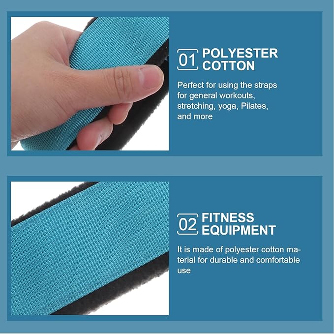 GANAZONO 2pcs Elastic Yoga Stretch Straps with Double Loops, Sturdy Polyester Fitness Bands for Pilates and Home Workout, Ankle and Wrist Support for Flexibility and Resistance Training