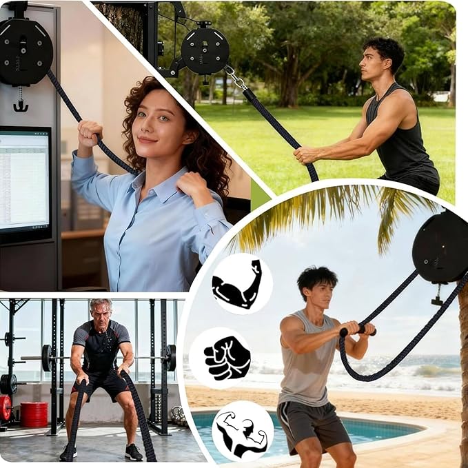 Endless Rope Trainer | Adjustable Resistance Trainer Machine | Suspension Endless Rope Pulley System | Home Gym Infinity Rope for Interval Resistance Training