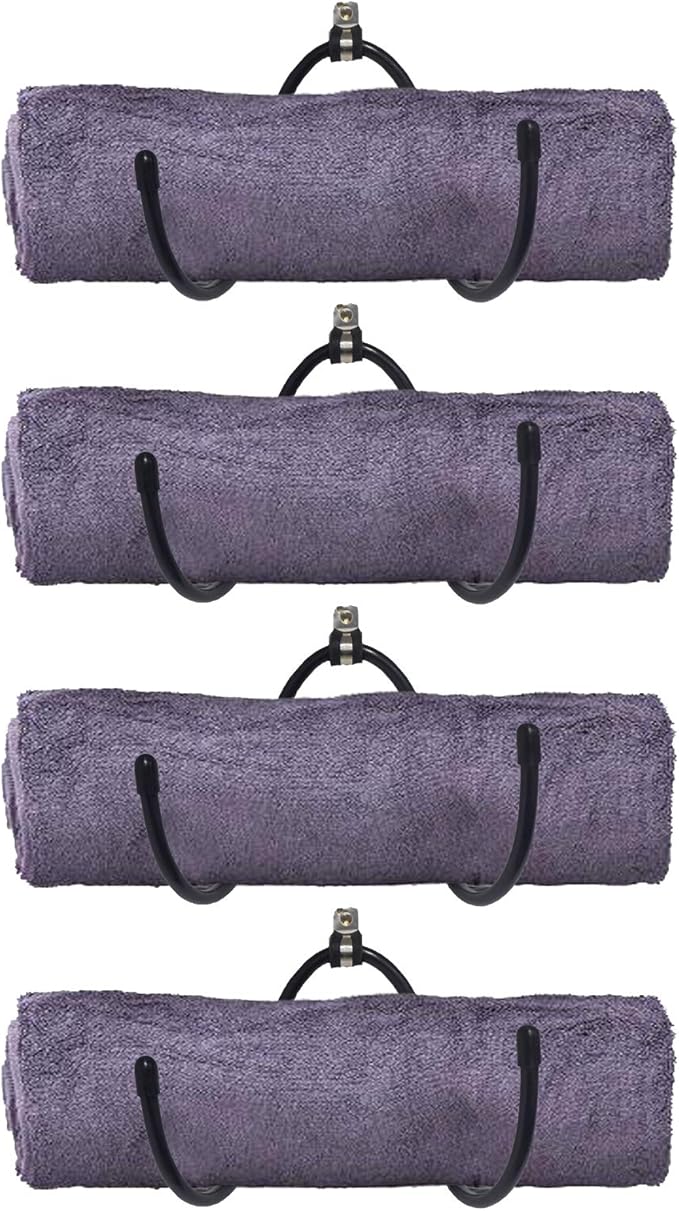 Yoga Mat Storage Foam Rollers Rack Rolled Bath Towels Holder Shelf - Solid Quality Wall Mountable for Bathroom Yoga room Yoga Massage Muscle Roller Exercise Mat, Adjustable Size,Up to 20Lbs - （4 Pack）