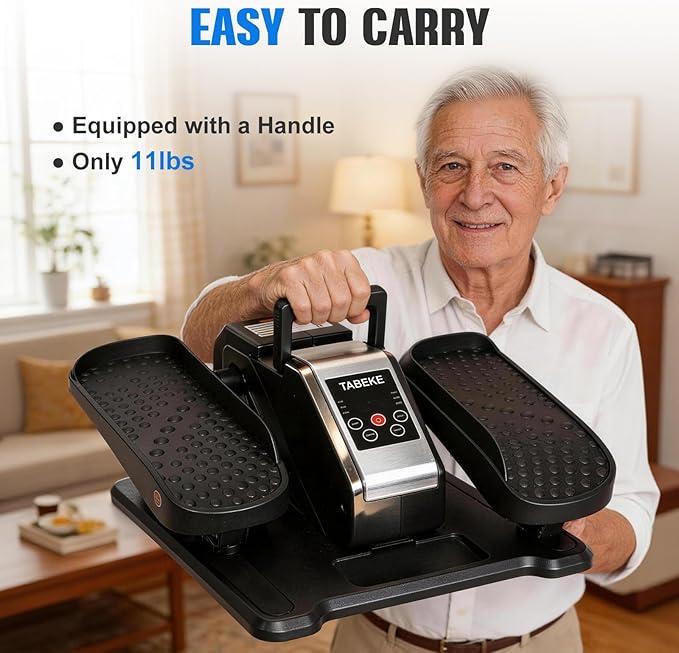 TABEKE Under Desk Elliptical Machine, Electric Ellipse Leg Exerciser for Senior with Remote Control & 12 Speeds, Portable Quiet Electric Seated Pedal Exerciser for Home with Display Monitor