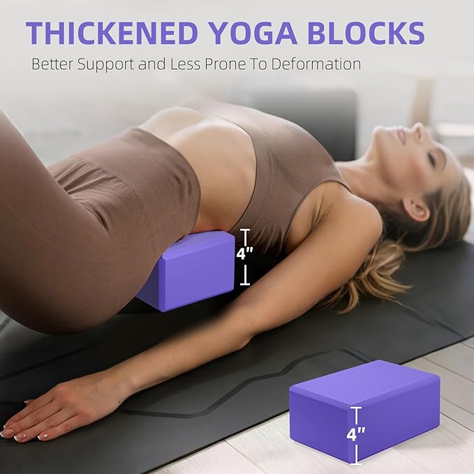1 Pack Large Foam Yoga Blocks 9x6x4 Inches, Sturdy Pilates Block, Workout Block, Non Slip Surface Yoga Brick for Pilates Meditation, Stretching and Toning, Pink