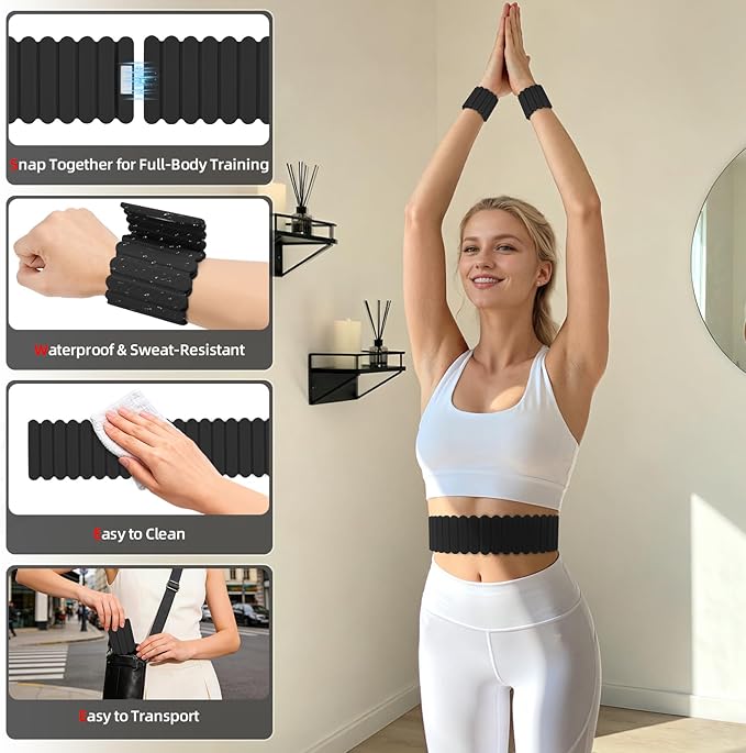 Abahub Wearable Wrist & Ankle Weights Set of 2, Stackable Magnetic Weighted Bracelet for Women, Waterproof Silicone Arm Leg Weights for Home Gym Workout, Running, Yoga & Pilates