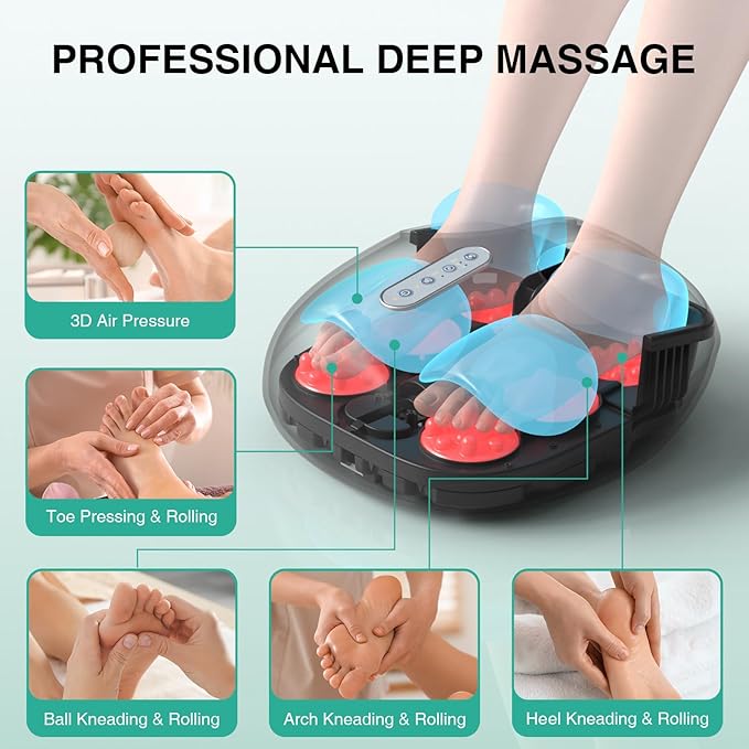 Medcursor Foot Massager with Heat - Shiatsu Deep Kneading, Delivers Relief for Tired Muscles and Plantar, Multi-Level Settings & Adjustable Intensity for Home or Office Use, Gifts for Women Mom