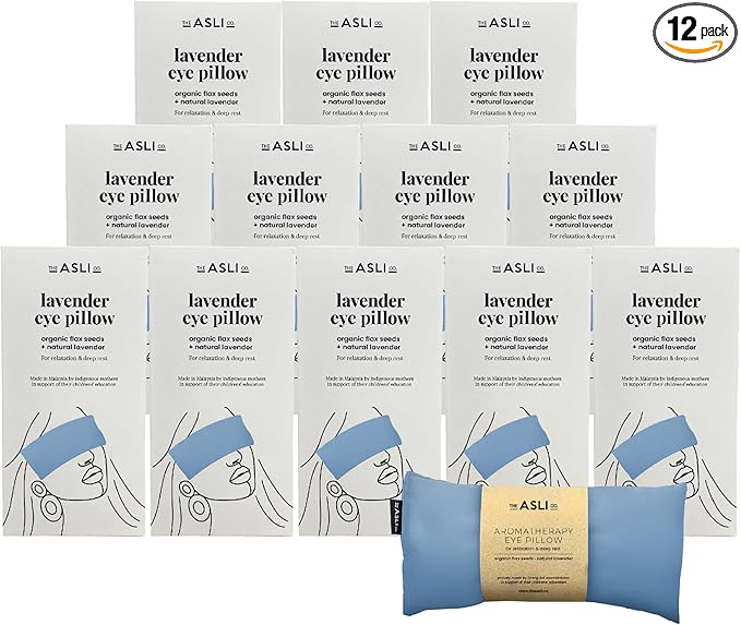 The Asli Co. Handmade Lavender Aromatherapy Baby Blue Eye Pillow, Packs of 12, Natural Soothing Scent for Promote Better Sleep Quality, Reduce Stress & Anxiety