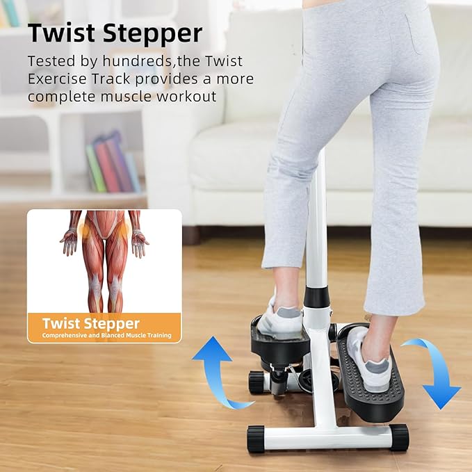Stepper for Exercise at Home, Adjustable Tension and Handlebar, 300LBS MAX Weight Capacity with Resistance Bands, Stair Stepper Fitness Equipment for Women Men Daily Cardio Workout
