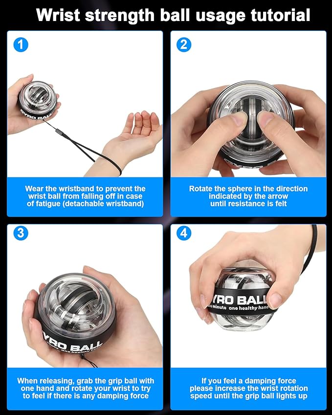 Curaball Hand Exerciser & Power Ball Hand Exerciser - Adjustable Resistance for Strengthening Fingers, Wrists & Arms -Includes Digital Counter & Portable Case