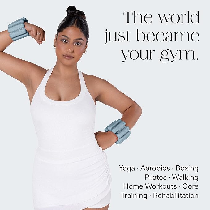 Bala Bangles Wrist & Ankle Weights for Women & Men - Adjustable Weighted Bands - Soft Silicone Arm & Leg Weights for Pilates, Yoga, Walking, Barre, Home Workout & Strength Training Exercise