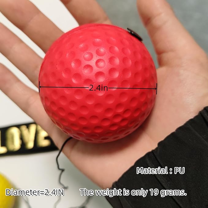 Sports Reaction Ball Boxing Reaction Training Ball, PU Reflex Ball Head-Mounted Love Adjustable Elastic Band, Perfect for Fighting Skills, Reaction Speed, Hand-Eye Coordination Training