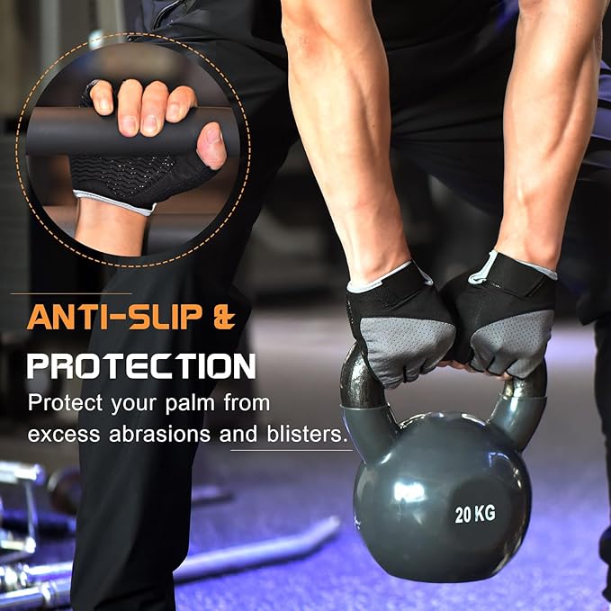 Workout Gloves for Women - Breathable Weight Lifting Gloves with Non-Slip Silicone Padding, Fingerless Gym Gloves for Cycling, Rowing, Pull Ups & Training (4 Sizes)