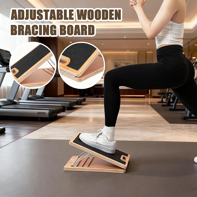 Slant Board for Calf Stretching - Wooden Pilates Incline Balance Wedge | Non-Slip Ankle Exercise Block, Adjustable Angle for Home or Gym Leg, Heel, and Ankle Stretching, for Daily Fitness, Reh