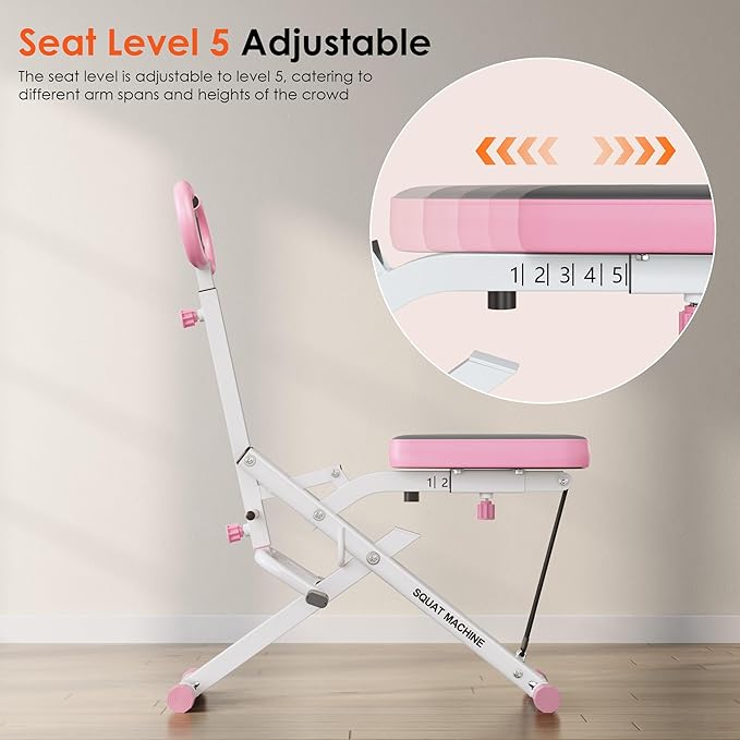 SogesGame Squat Machine for Home, 2 in 1 Squat Rowing Machine, Foldable Leg Training Machine, Squat Trainer for Glutes & Legs Workout