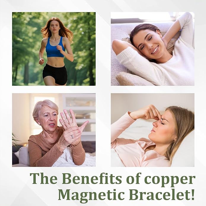 4PCS Copper for Women,99.99% Pure Copper Magnetic Thumb with Magnet,Lymphatic Jewelry Gifts for Womens(Vintage Floral & Heart Set) (Rose SET)