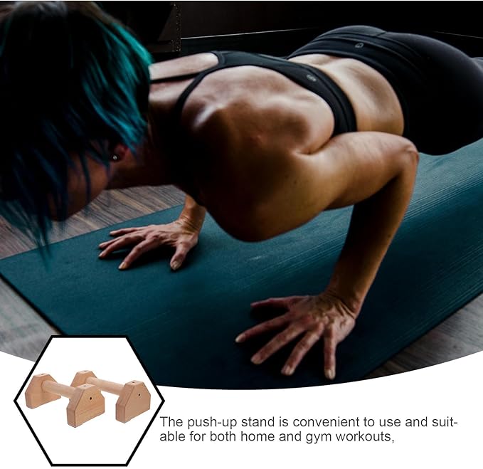 BESPORTBLE Wooden Push up Bars Pushup Handles Strength Training Push up Stands Beech Wood 25cm Pair Fitness Equipment for Home and Outdoor Workout