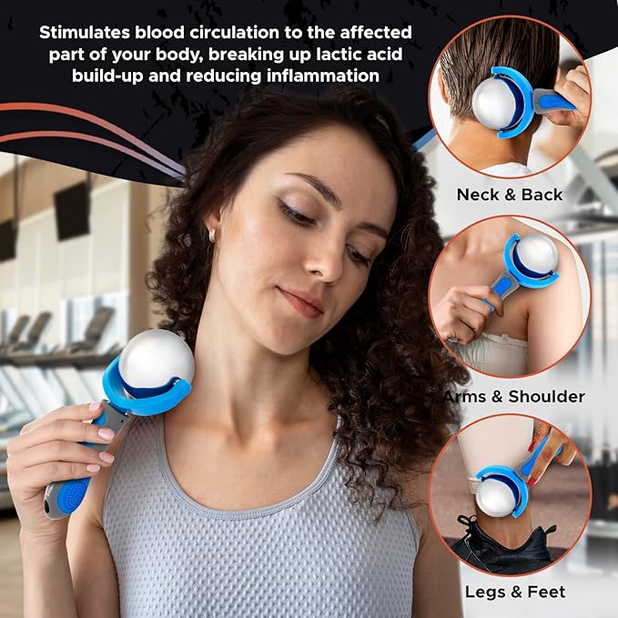 PRIME Fitness Cold Massage Roller Ball | Cold Therapy | Ice Roller Ball with Handle | cryo Stick | Relieve Muscle Pain (Blue)