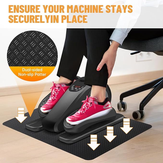 Under Desk Elliptical Mat - Non-Slip Exercise Equipment for Peloton Bike, Small Exercise Mat for Desk Workout Equipment