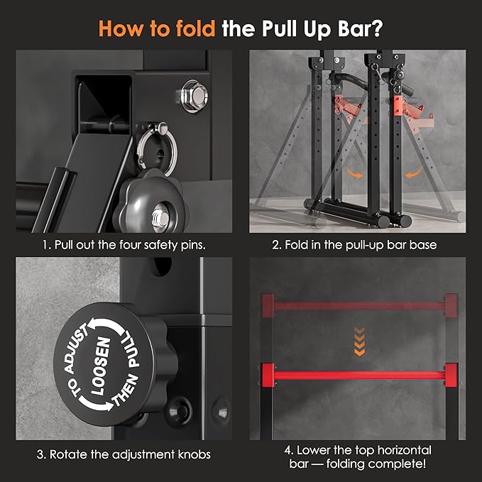 SogesPower Power Tower Pull Up Bar Station, Foldable Pull Up Dip Station Free Standing for Home Gym,Adjustable Pull Up Bar Stand Dip Bar Strength Training Workout Equipment,Triangular Design