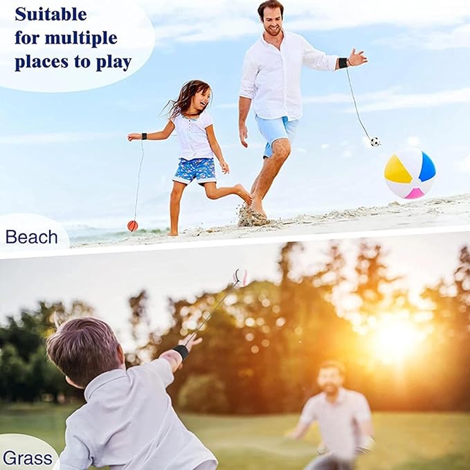 2 Pcs Wrist Return Ball Rubber Sport Ball with Wrist Strap and String Rebound Bouncy Balls Wrist Rebound on Elastic String Exercise Play, (Basketball & Football)